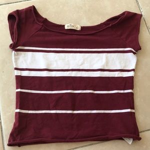 White and burgundy shirt